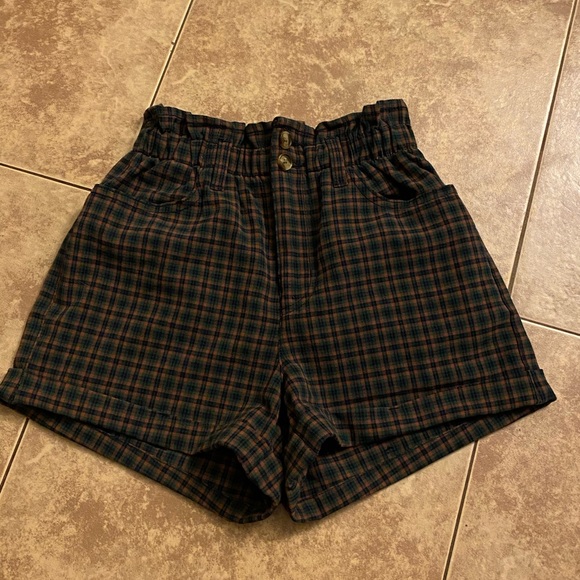 plaid mom shorts